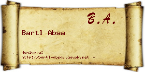 Bartl Absa névjegykártya